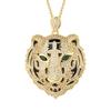 Jewelry Copper Bottom Gold-Plated Leopard Head Epoxy Luxury Inlaid Temperament Pendant Necklace Jewelry