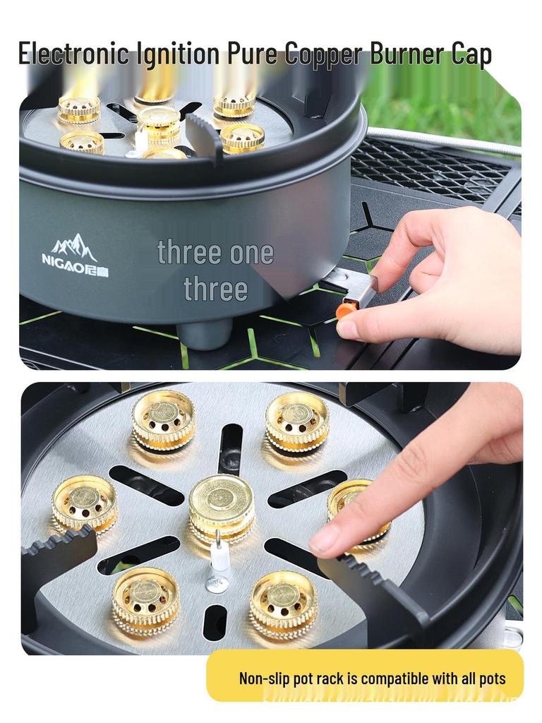 Seven Star Portable Windproof Gas Camping Stove - Split Design with Card-Type Ignition