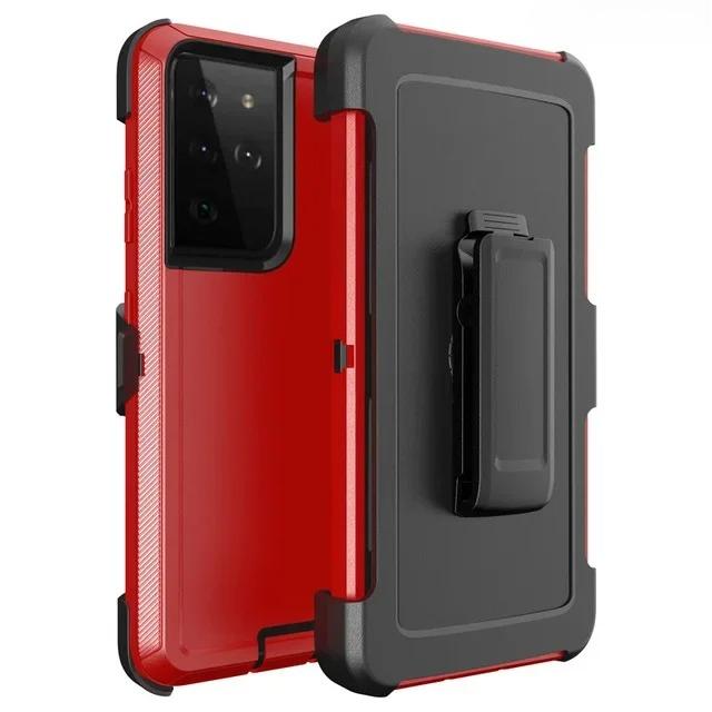 3-in-1 Military Armor Shockproof Phone Case For Samsung S25 S24 S23 S22 S21 S20 Ultra Plus Note20 Otter Case Box Belt Clip Cover
