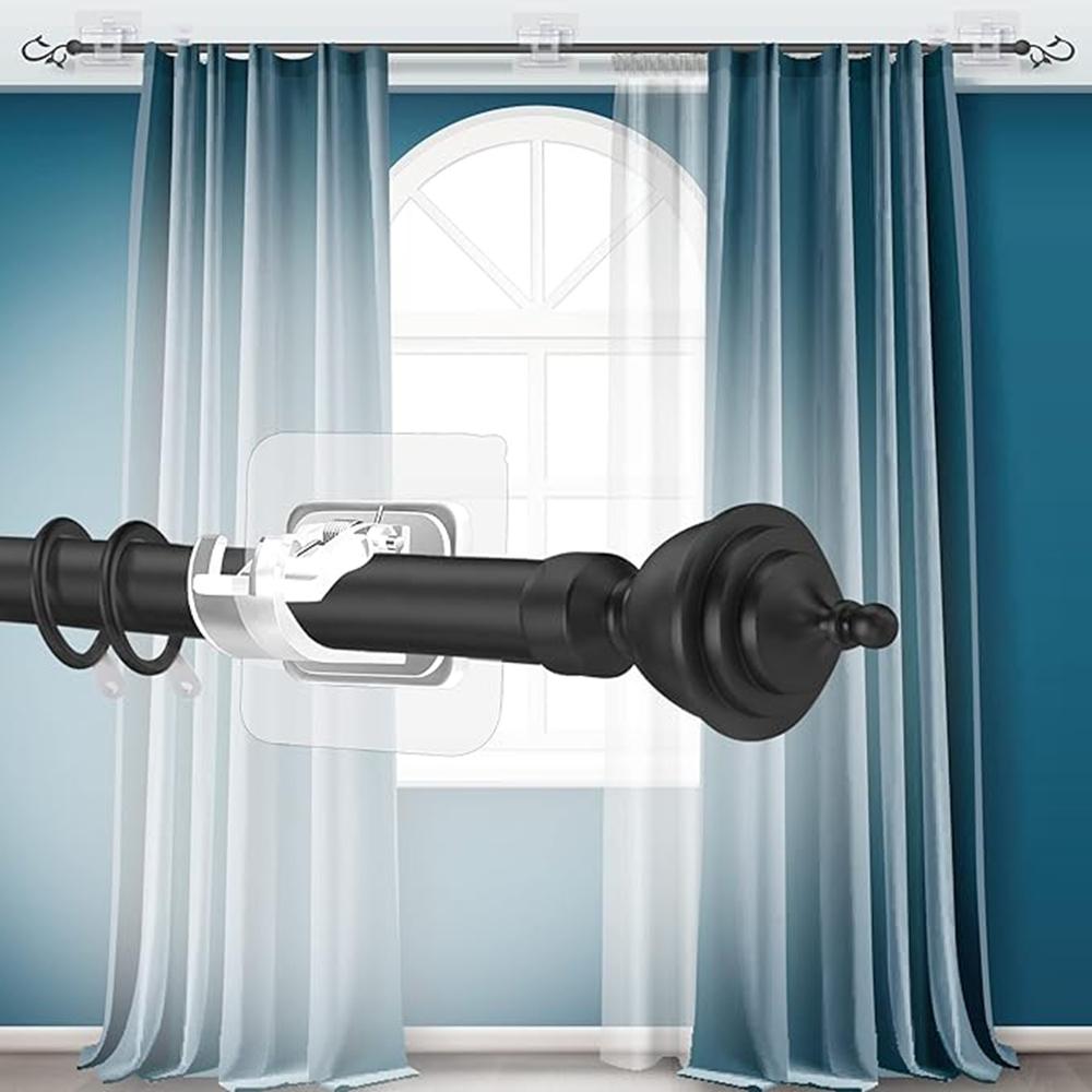 2 Stück verstellbarer Vorhangstangenclip, selbstklebender Klemmhaken, Vorhanghalter, Wandhalterung, nagelfreier Wandbehangclip