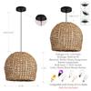 13.77 Brown Rattan Pendant Light Fixtures 1-Light Boho Seagrass Pendant Light Hand Woven Water Plants Rattan Chandelier for Din