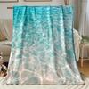 1pc Tropical Ocean Waves Throw Blanket - Turquoise & Sandy Beach Design, Lightweight Flannel All-Season Soft Warm Blanket for Co