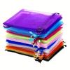 50pcs  Transparent Organza Gift Bags with Drawstrings | Random Colors, Preferred for Weddings, Parties, and Valentine's Day