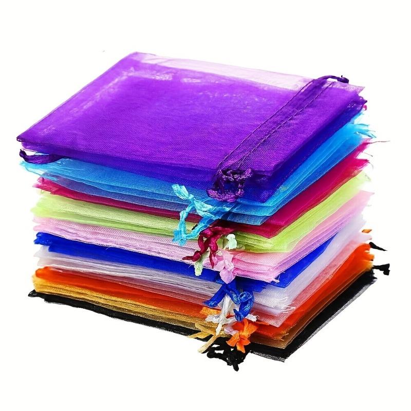 50pcs  Transparent Organza Gift Bags with Drawstrings | Random Colors, Preferred for Weddings, Parties, and Valentine's Day