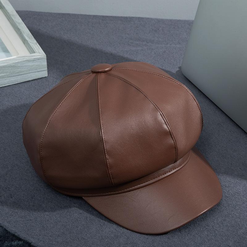 Temperament octagonal pumpkin hat literary style painter hat autumn cap octagonal hat big brim