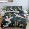 Crane Printed Bedding Set Luxury Duvet Cover Queen Size Comforter Cover Sets for Kids Teen Bedroom Decor Microfiber Quilt Cover