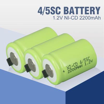 4/5 SC Akku 4/5SC wiederaufladbarer Akku Ni-Cd 1,2 V 2200 mAh Sub-C-Akku mit Lasche für elektrische Bohrmaschine, Heimwerker, Schraubendreher