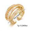 Classic Gold Color Wide Opening Ring for Women Luxury Bright Zirconia Adjustable Finger Ring Engagement Wedding Jewelry Gift