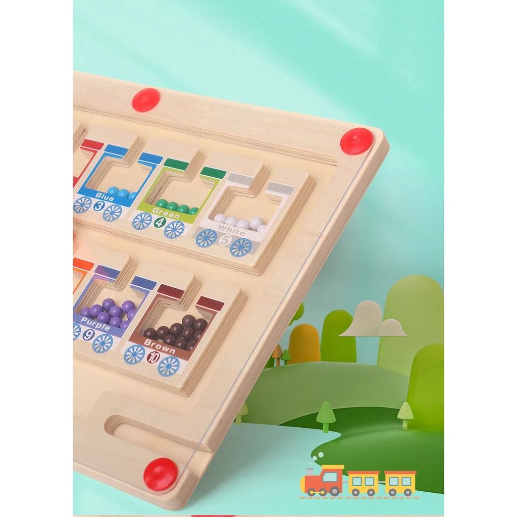 Crianças Montessori Brinquedo Caneta Magnética Jogo de Bola em Movimento Classificação de Cores Tabuleiro de Contagem Treinamento Motor Fino Brinquedos Educativos Sensoriais