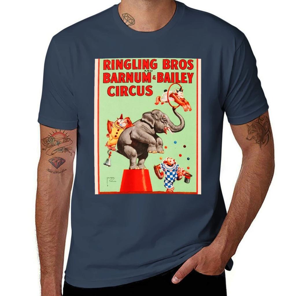 Ringling Bros Barnum  Bailey CIRCUS ACROBATIC WILD ANIMALS Show Lithograph Poster TShirt Performance Workout Short Sleeve Tee