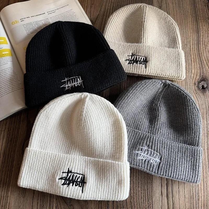 Knit Hat Men Winter Warm Acrylic Beanie For Casual Outdoor Wear