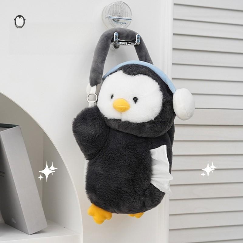 Cartoon Cute Penguin Tissue Box With Cotton Material For Office Desk And Home Decor