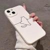 Cute Cartoon Line Cat Phone Case For Samsung Galaxy S25 S24 S23 Ultra S22 Plus S21 S20 FE A55 A54 A35 A15 Shockproof Cover