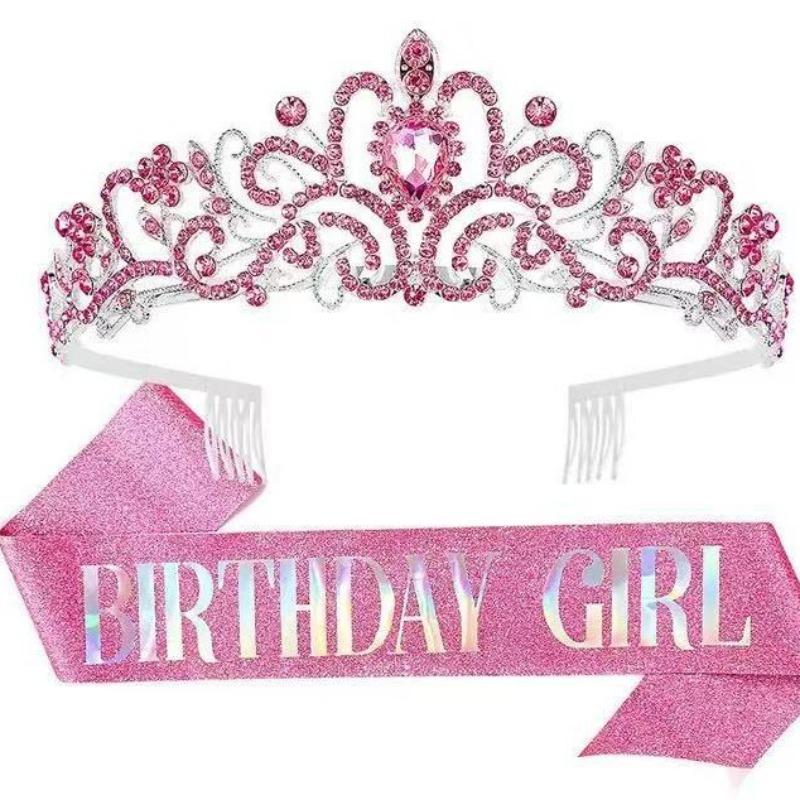 Queen Girl Crown IR Party Decoration Crown Birthday Ribbon Crown Set