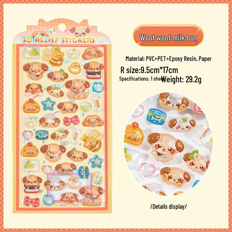Yuxian 3D Embossed Candy Party Stickers - Cute Soft DIY Shake-Shake Toy Journal Decoration