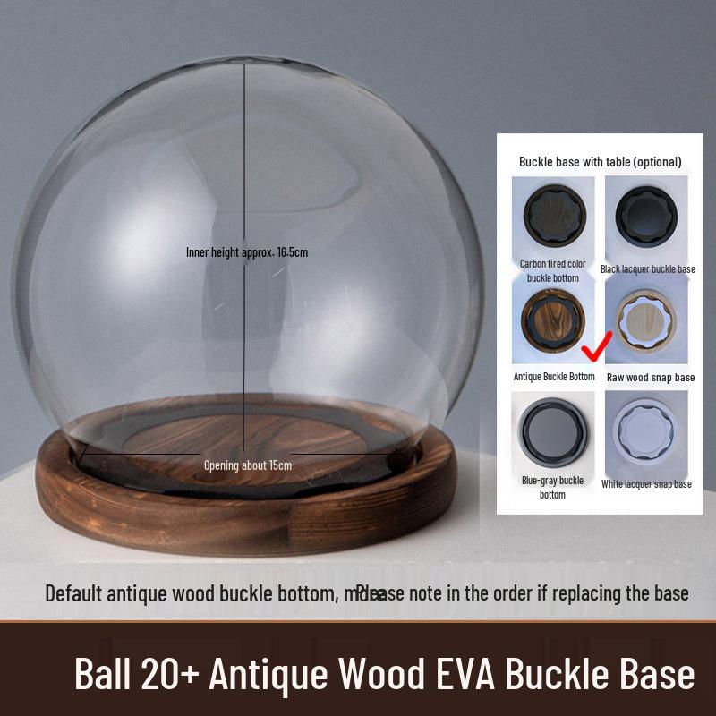 Eternal Flower Glass Dome Ornament: Doll Blind Box Figure, Anti-shedding Antique Base, Dustproof EVA Buckle