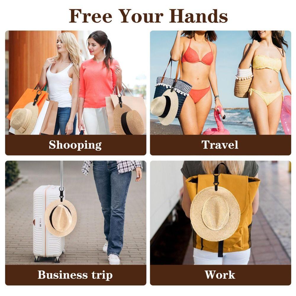 Outdoor Tragbarer Reisehutclip Clip-On Anti-Verlust Huthalter Hände Frei Aufbewahrungshaken für Reise auf Tasche