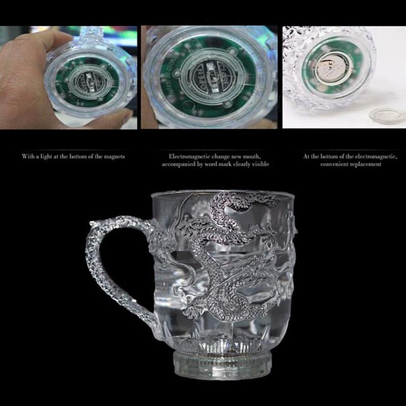 LED blesk Kouzelná změna barvy Dračí šálek Vodou aktivované rozsvícení Pivo Káva Mléko Čaj Víno Whisky Bar Hrnek Cestovní dárek