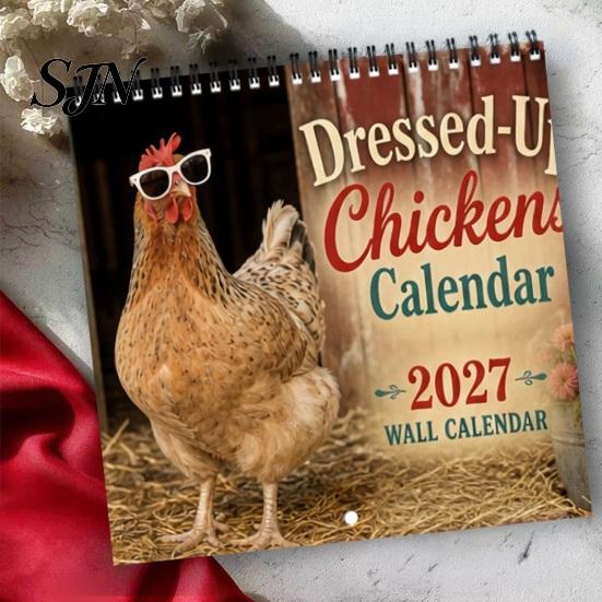 Yearly Appointment Book Chicks 2027 Wall Calendar, Funny Dressed Up Chicken 12-Month Planner, Easy to Hang Planner Cute Farm Animal Hanging