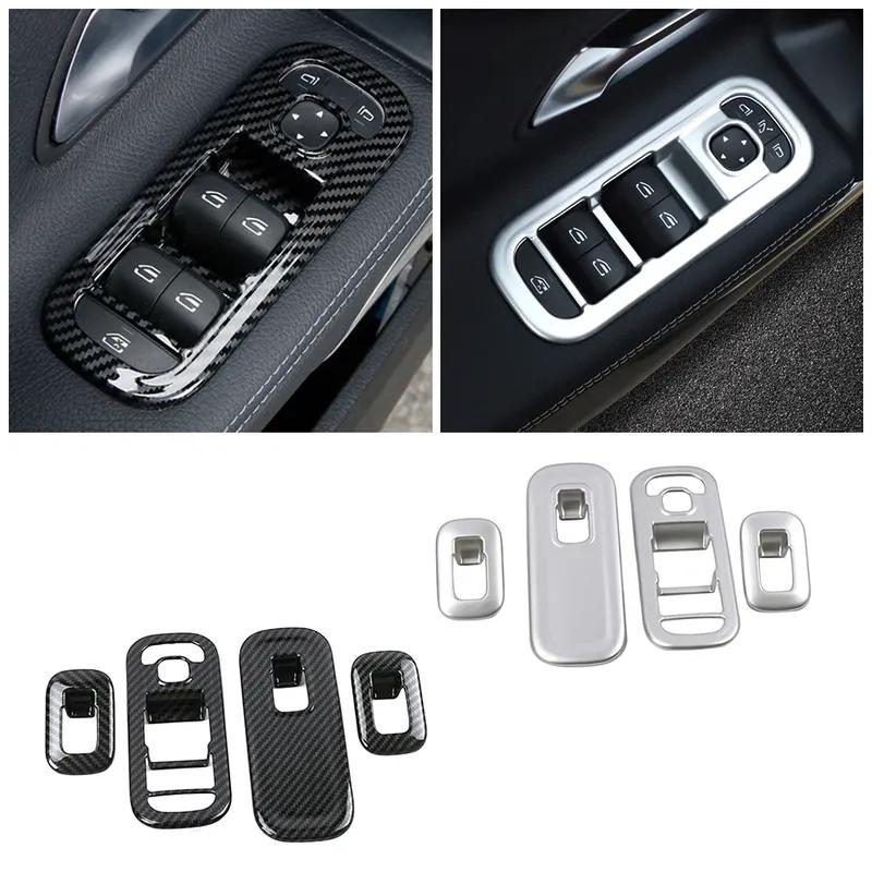 Carbon Fiber Refit For Mercedes Benz A CLA Class W177 V177 C118 W118 Car Glass Window Lift Switch Button Panel Frame Cover Trim