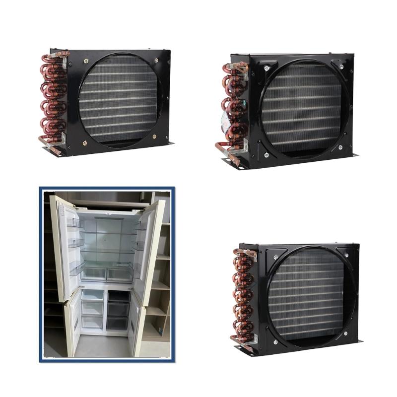 Heavy Duty Freezer Refrigerator Condenser Small Copper Tube Aluminum Fin Air Cooled Water Cooled Cold Storage Radiator