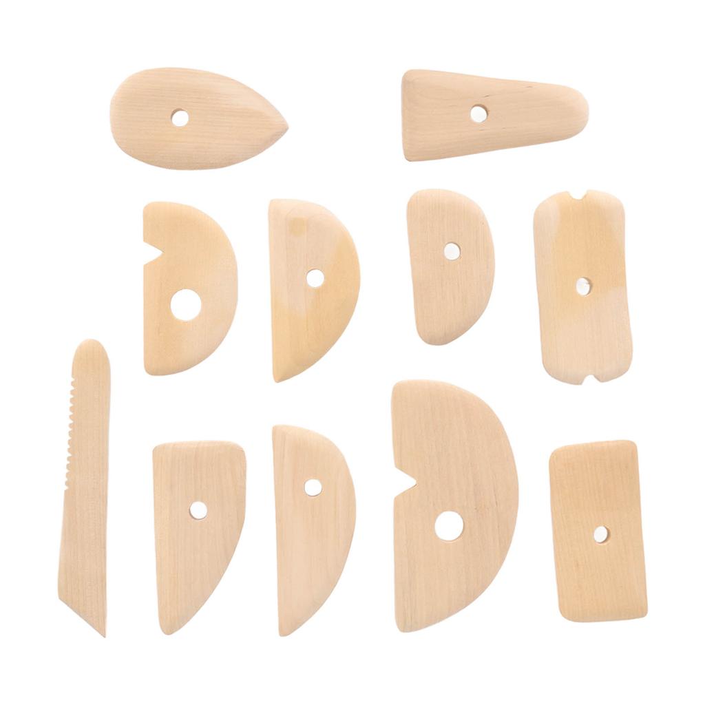 11pcs Pottery Trimming Tool Professional Wood Pottery Foot Shaper Tool for Carving Clay Molds Clay