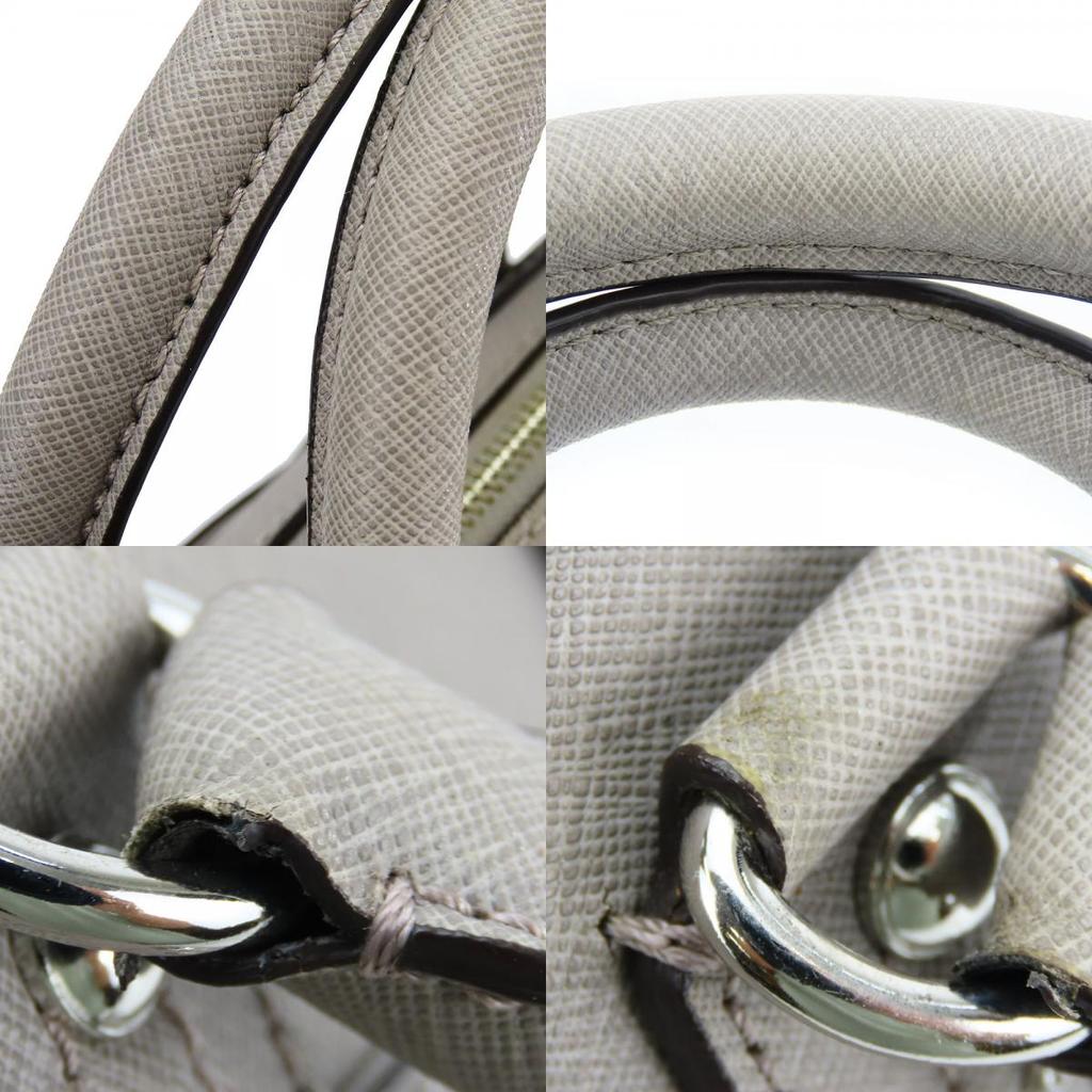Used Michael Kors Handbag Leather Gray With Charm