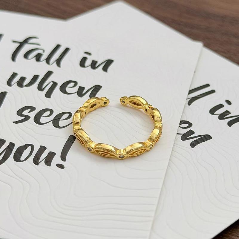 Medieval Vintage Simple Plain Ring Narrow Version French Retro Brushed Ring Irregular Geometric Personality Ring Woman