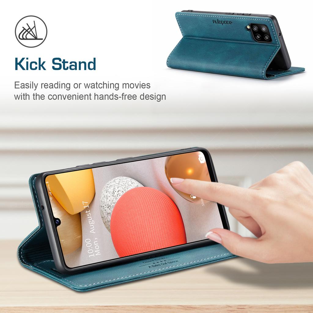 For Samsung Galaxy M42 5G/Galaxy A42 5G Wallet Case AUTSPACE A01 Leather Stand Cover with RFID Blocking Card Holder