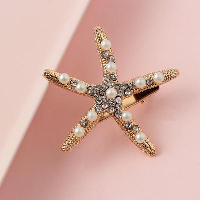 Copricapo da Spiaggia Estivo Gioielli per Capelli Barrettine per Ragazze Fermaglio Stella Marina Clip per Capelli con Strass Perla