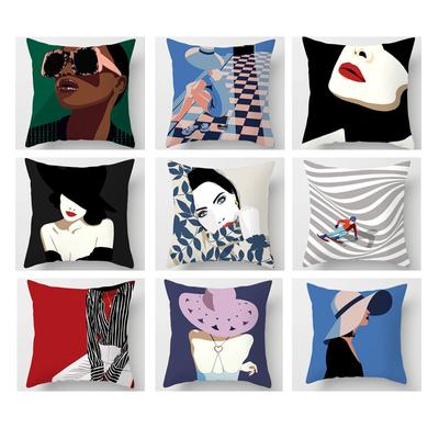 Capa de almofada de sofá de carro de estilo de ilustração de personagem simples capa de almofada de decoração de casa de luxo