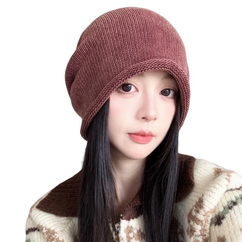 Damen Herbst & Winter Minimalistische Slouchy Beanie - Einfarbig, Umschlagrand, Warmer Ohrenschutz