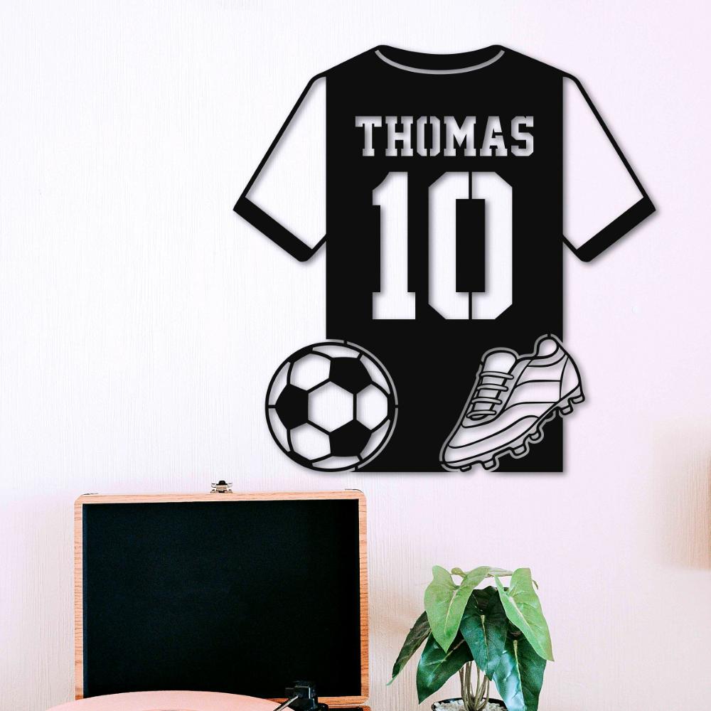 Metal Soccer Jersey Wall Art Custom Sports Team Decor Indoor Outdoor Sign