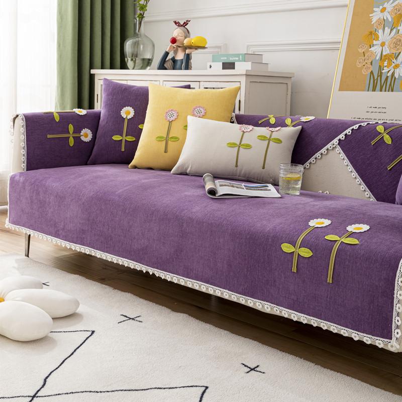 Nordic Flowers Knitting Chenille Sofa Towel Non-slip Sofa Mat Couch Cushion Cover Four Seasons Universal Simple Couch Slipcovers