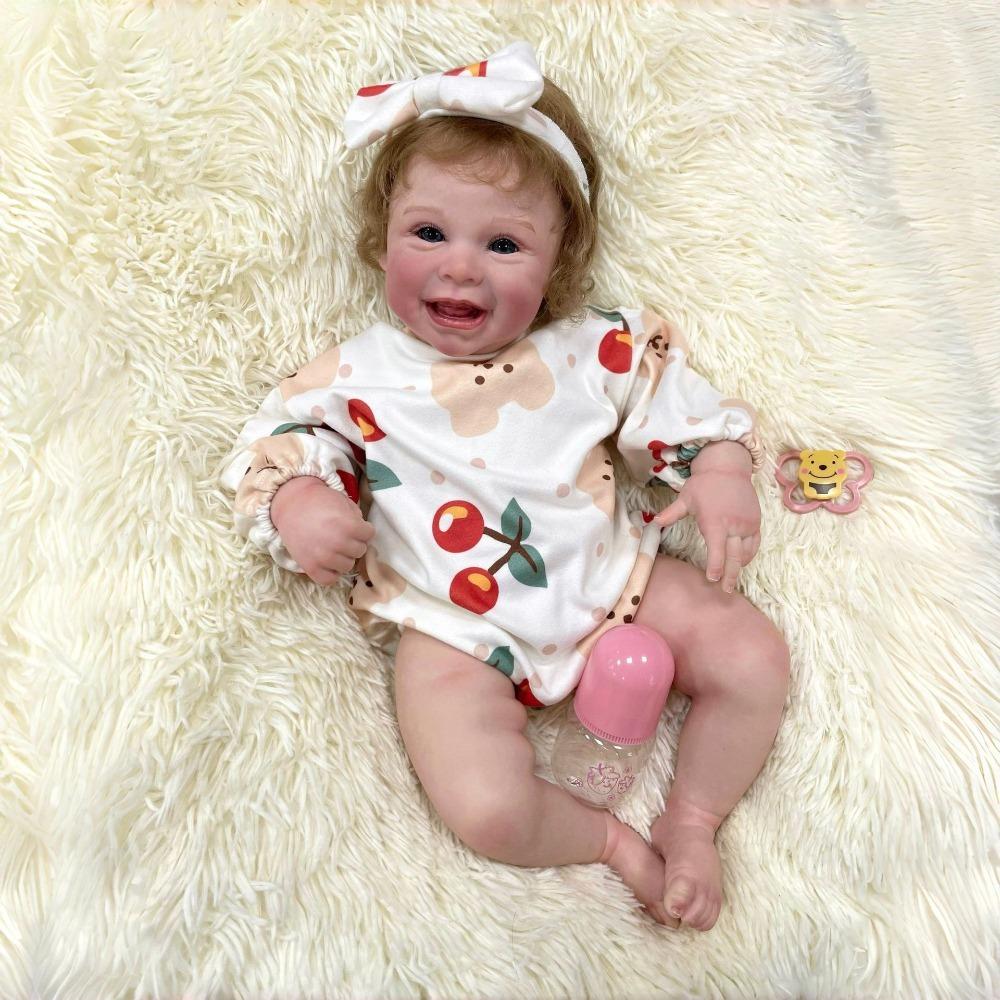 

Милая 22-дюймовая кукла-реборн с тканевым телом Harper, реалистичная кукла-симуляция с открытым ртом, 3D-кукла с ручной росписью, реалистичная кукла-реборн для детей, рождественский подарок cloth body