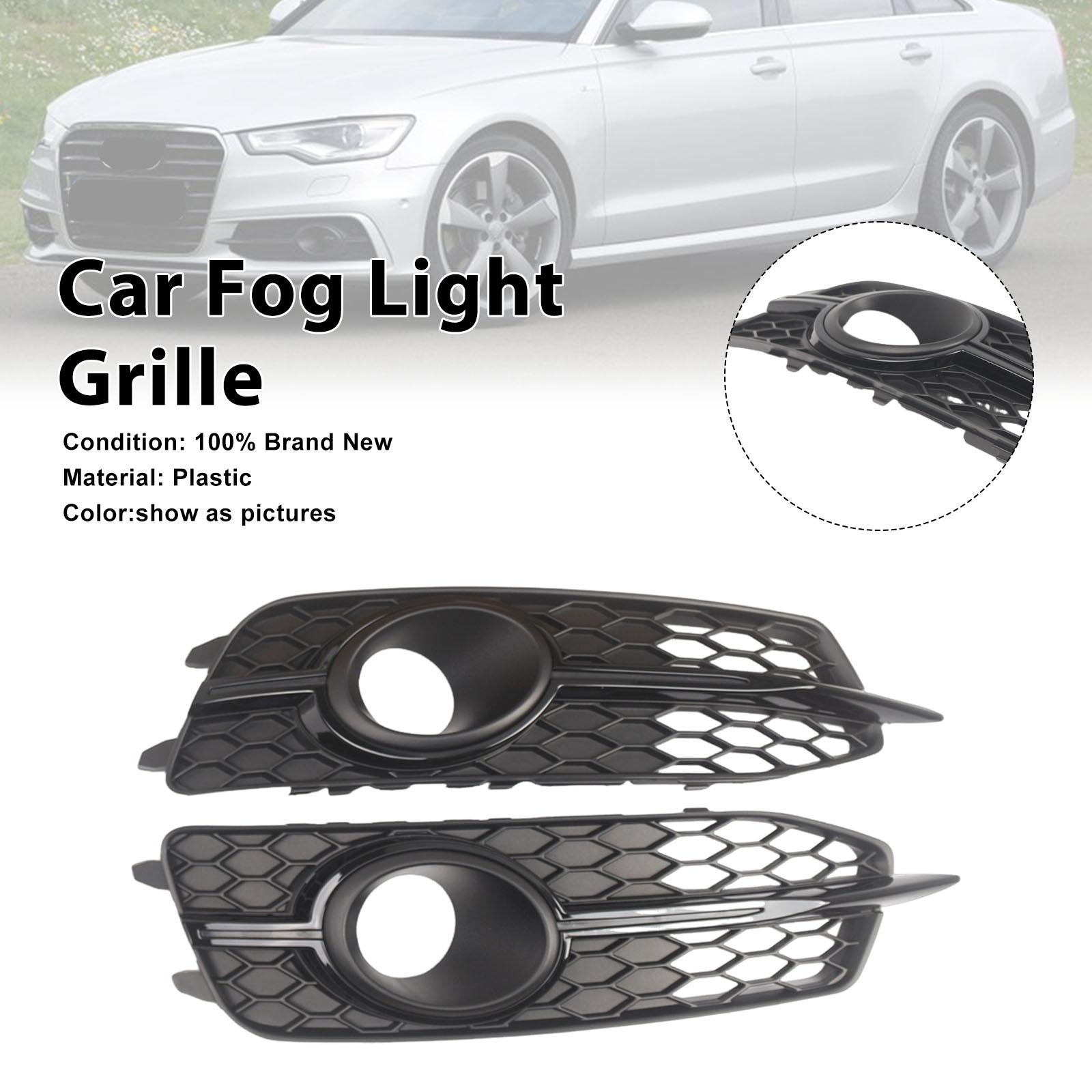 2X Car Front Bumper Fog Light Grilles For A6 C7 S-Line 2012-2014
