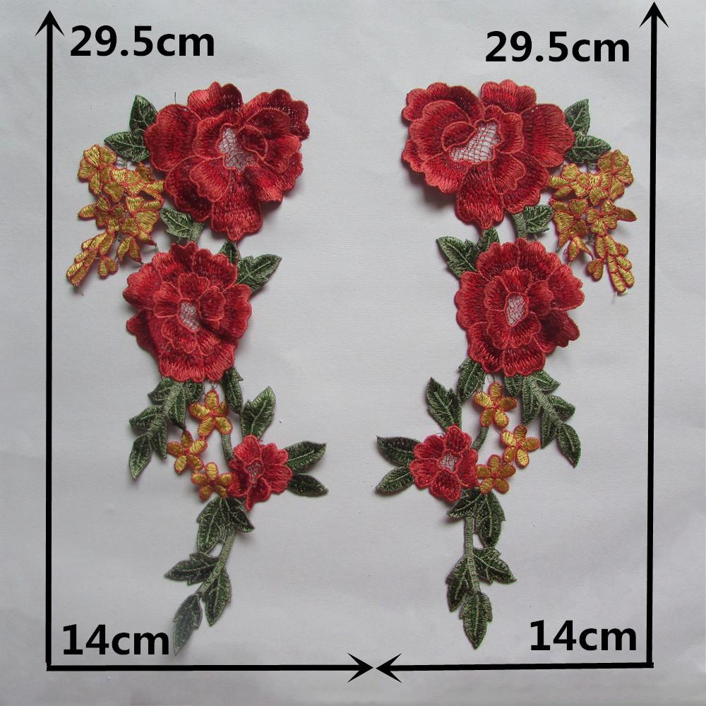 Red I Polyester Embroidery Color Embroidery Sewing Lace Diy Decorative Clothing Accessories Pair Collar Clothing