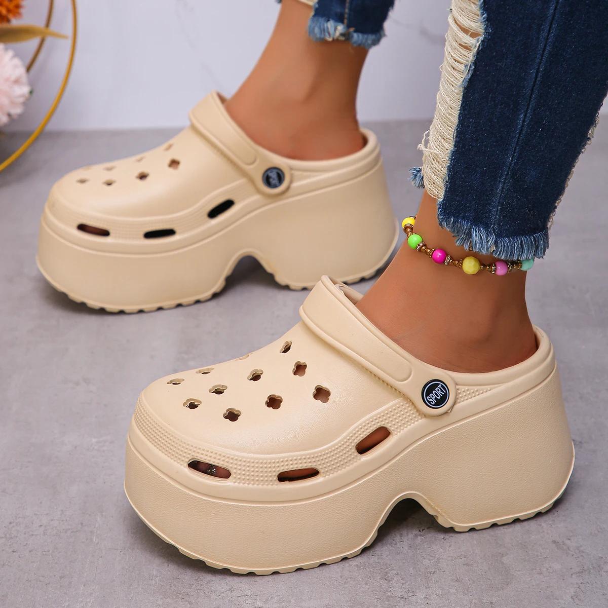 

Мода Мода Ева Платформа Сабо для Женщин Толстая Подошва Клинья Каблуки Садовые Сандалии Женские 2025 Лето Комфорт Нескользящие Пляжные Шлепанцы 39-40 хаки