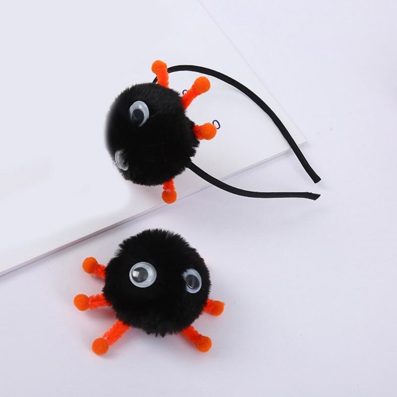 Punk Cool Mädchen Stirnband Haarspange Plüschkugelform Stereo Haarnadel Elastische Haarspange für Mädchen Halloween Haarstyling