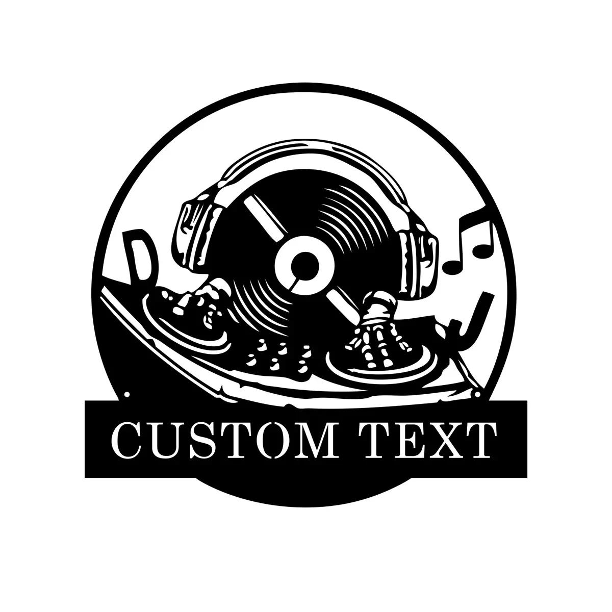 DJ Metal Sign Custom Wall Art, Disc Jockey Decor, Neon Style Metal Poster, Personalized Studio Decoration