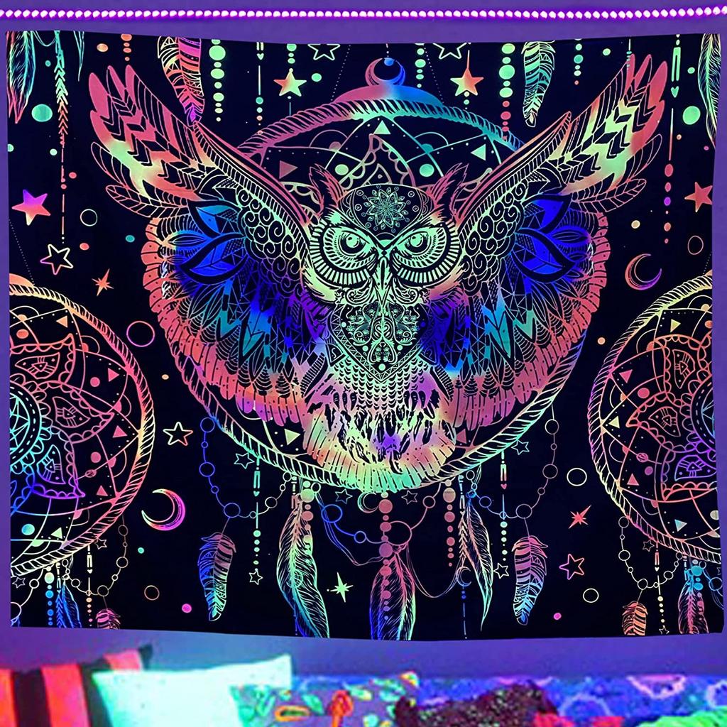 Uv Fluorescent Tapestry Blacklight Under The Sea Tapestry Hippie Bedroom Gothic Home Decor Aesthetic Room Decoration Boho Decor