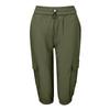Damen High Waist Cargo Jogginghose Caprihose Elastischer Bund Kordelzug Verstellbare Länge Leichte Freizeithose mit Taschen