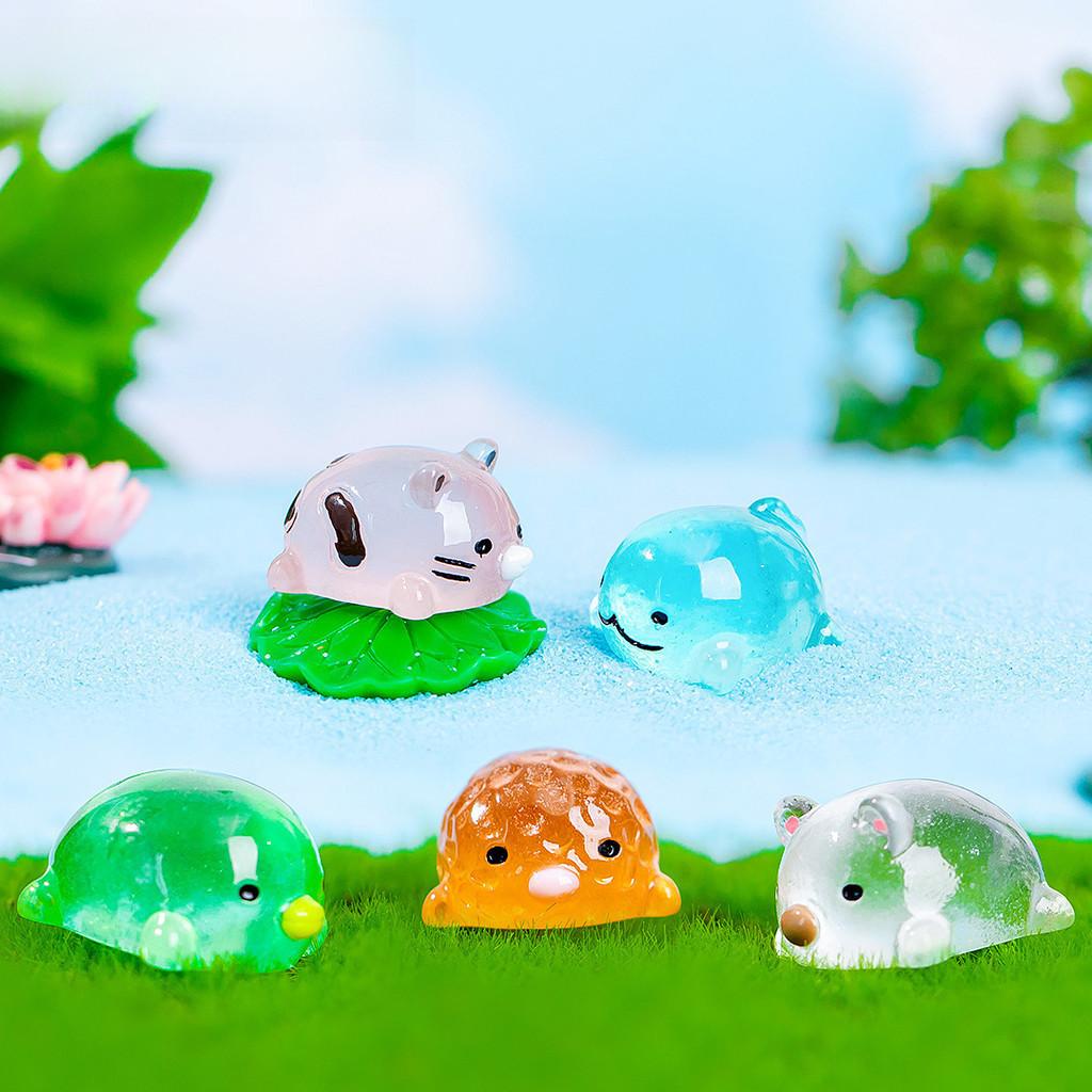 Cute Glow-in-the-dark Resin Animal Miniatures For Diy Micro Landscape Decor