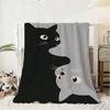 Cute Cartoon Cat Ultra Soft Flannel Throw Blanket Warm Knee Skin Friendly For Sofa Office Bed Travel Winter Oversize