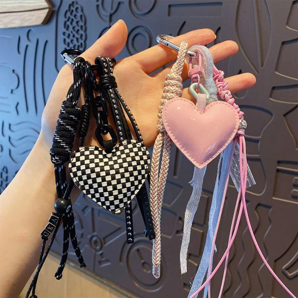 Leather Light Luxury Pendant INS-style Exquisite Girls' Bag Accessory Leather Key Chain  Women Men