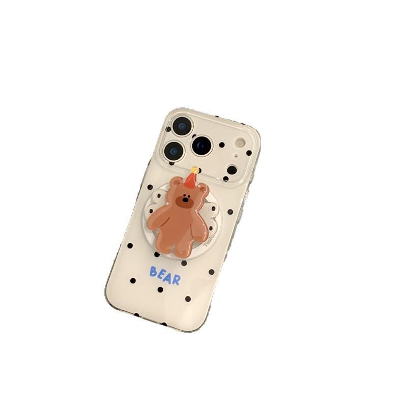 Polka Dot Wings Little Bear Magnetic Phone Stand Case for iPhone 17/16 Pro Max/15/14
