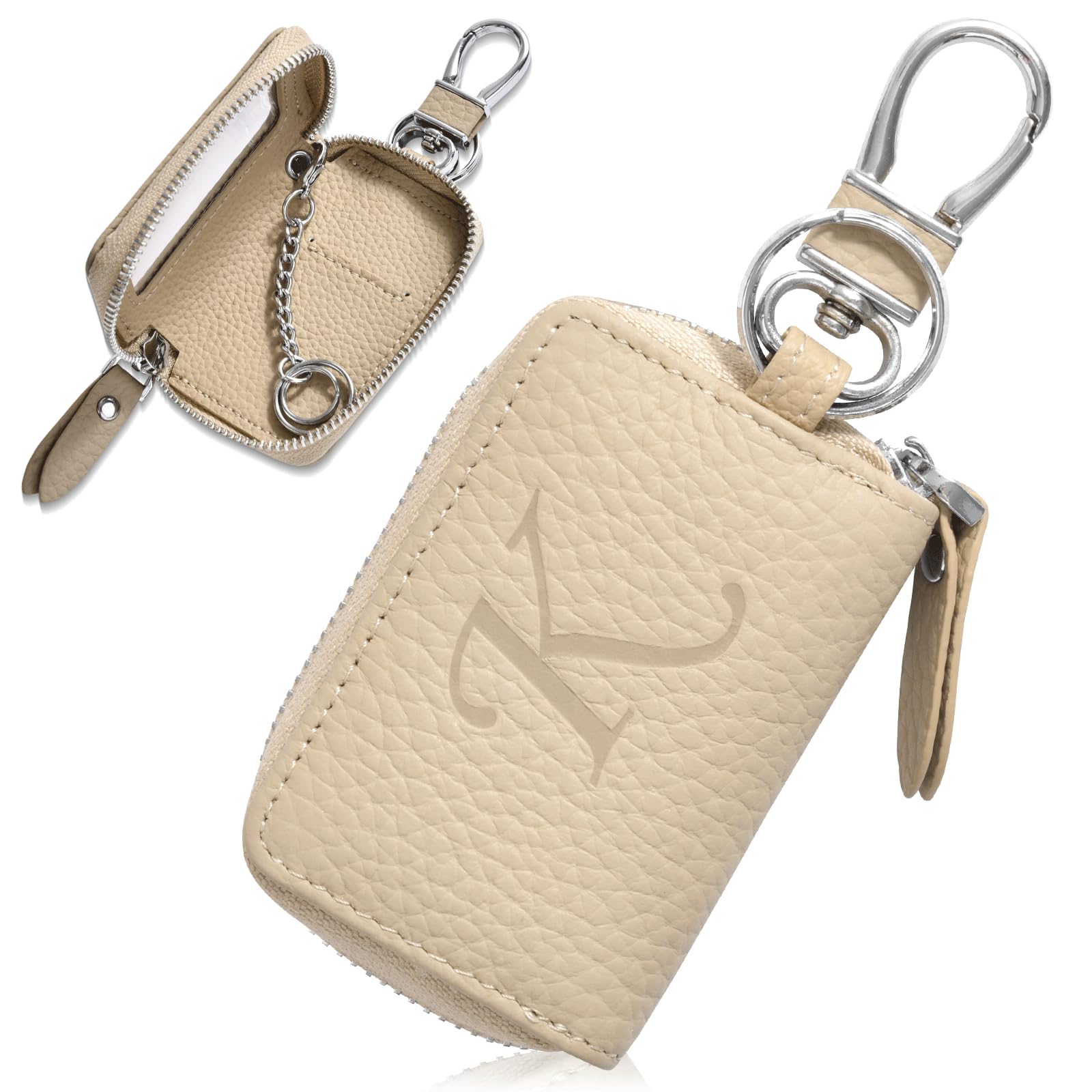 

YooFa Чехол для ключа автомобиля Smart Key для мужчин и держатель для ключей с прозрачной молнией, из микрофибры, с инициалом, стильный и милый для одного ключа, ключа Smart Key