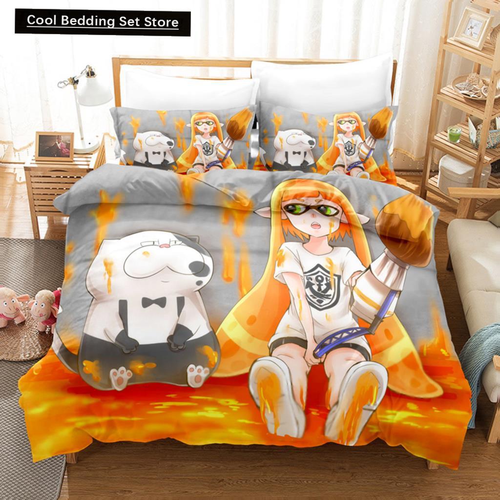 Splatoon Bedding Set Single Twin Full Queen King Size Kawaii Boys/girls Bed Set Aldult Boys Bedroom Duvet Cover Sets 3D Print