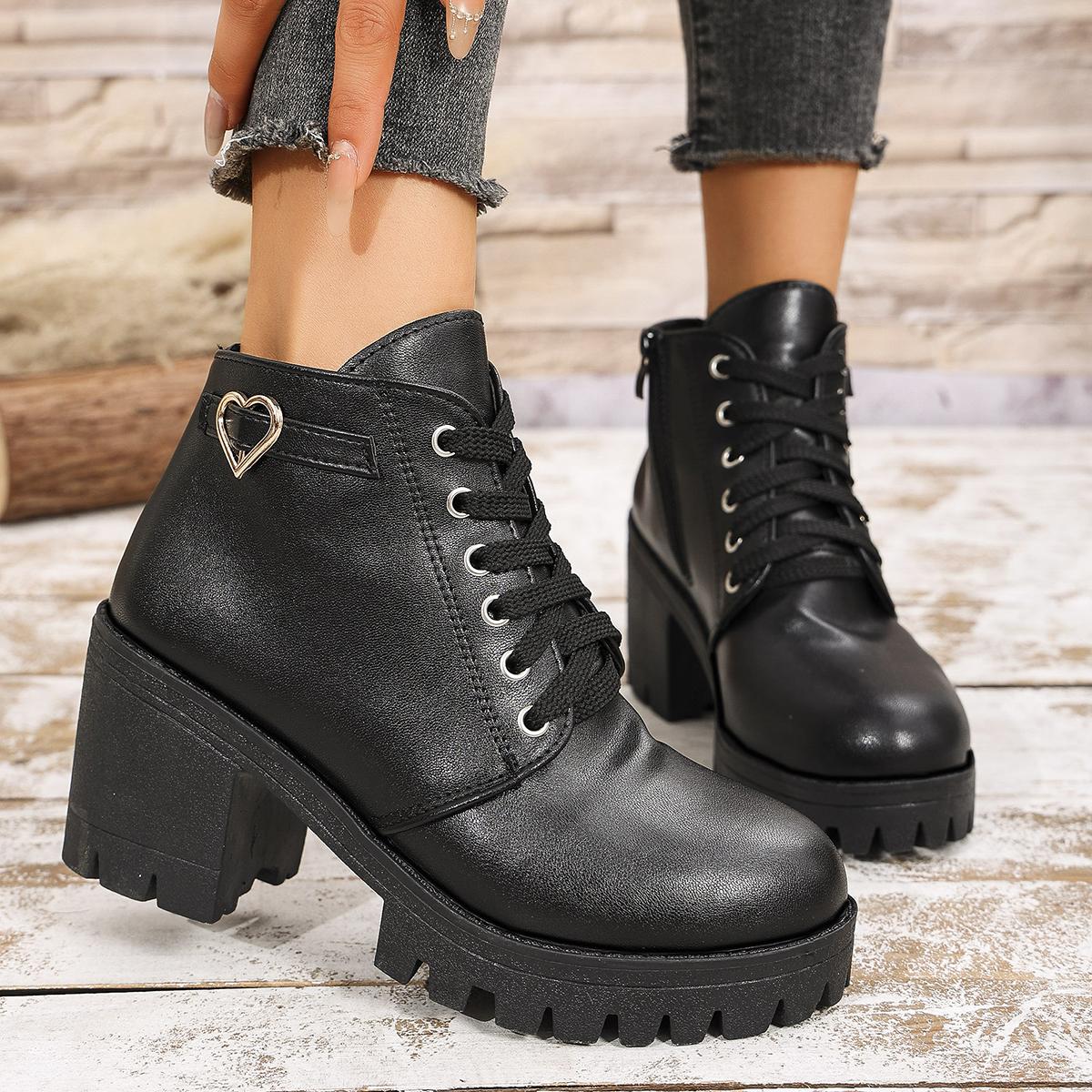 Женские ботинки Новые Весна Зима Высококачественные Ботинки на шнуровке Женская Мода — фото 4