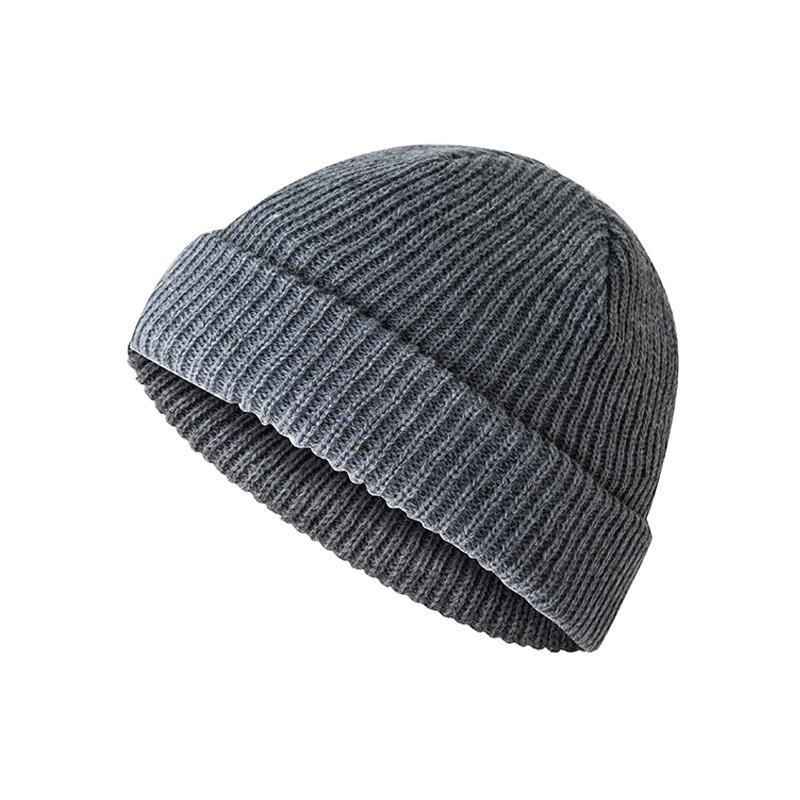 Solid color knitted hat men's autumn and winter hip-hop hat short trendy brand big head circumference warm wool cold hat